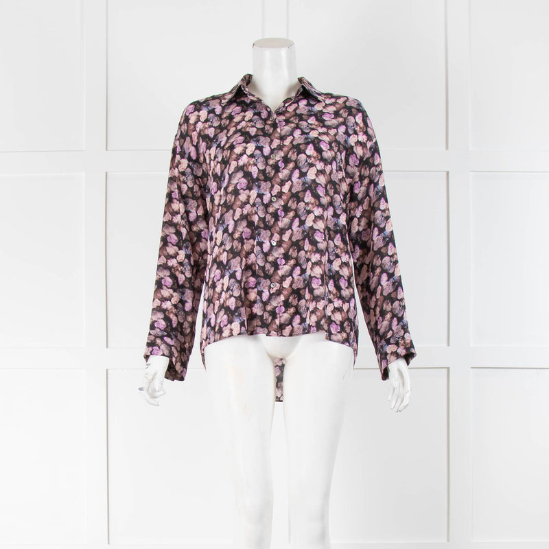 Vince Floral Lilac Silk Blouse