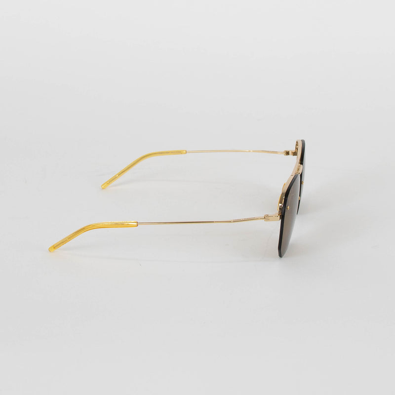 Saint Laurent Hexagonal Gold Frame Sunglasses