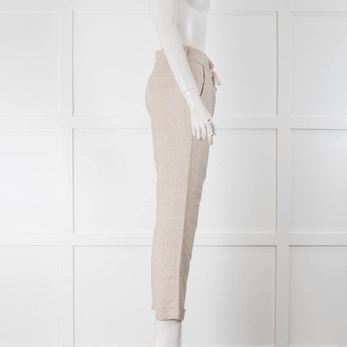 Fabiana Filippi Beige Linen Drawstring Trousers