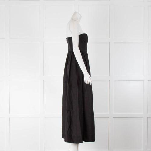 Mara Hoffman Black Strapless Buttoned Midi Dress