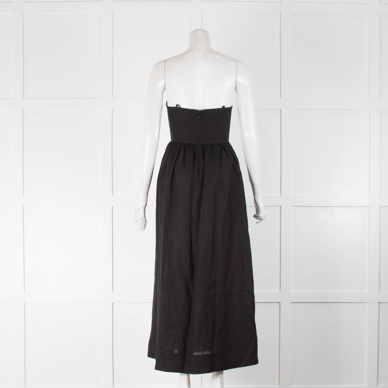 Mara Hoffman Black Strapless Buttoned Midi Dress