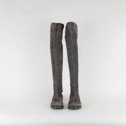 Stuart Weitzman Grey Suede 5050 Over The Knee Flat Boots