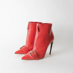 Alexander McQueen Red Zip Up High Heel Ankle Boot