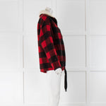 Isabel Marant Red and Black Check Half Zip Jumper