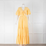 BEC + BRIDGE Yellow Tiered Tie Up Front  Summer Maxi Dress
