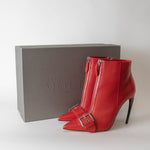 Alexander McQueen Red Zip Up High Heel Ankle Boot