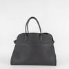 The Row Margaux 17 Black Pebble Leather Bag