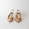 Jimmy Choo Beige Sunkissed Caramel Liya Pointed Slingback with Embossed Logo