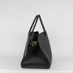 The Row Margaux 17 Black Pebble Leather Bag