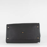 The Row Margaux 17 Black Pebble Leather Bag