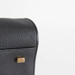 The Row Margaux 17 Black Pebble Leather Bag