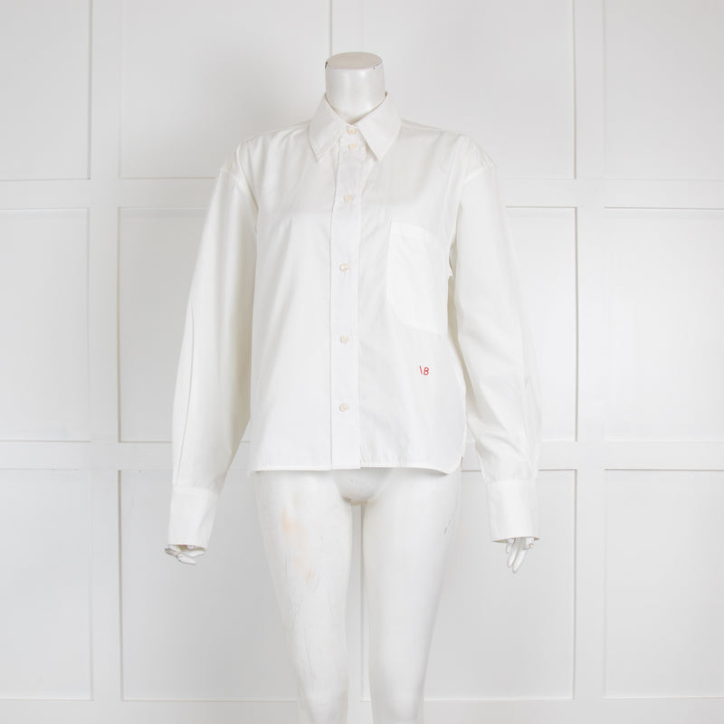 Victoria Beckham White Cropped Blouse