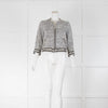 Pinko White Metallic Tweedy 3/4 Sleeve Short Jacket