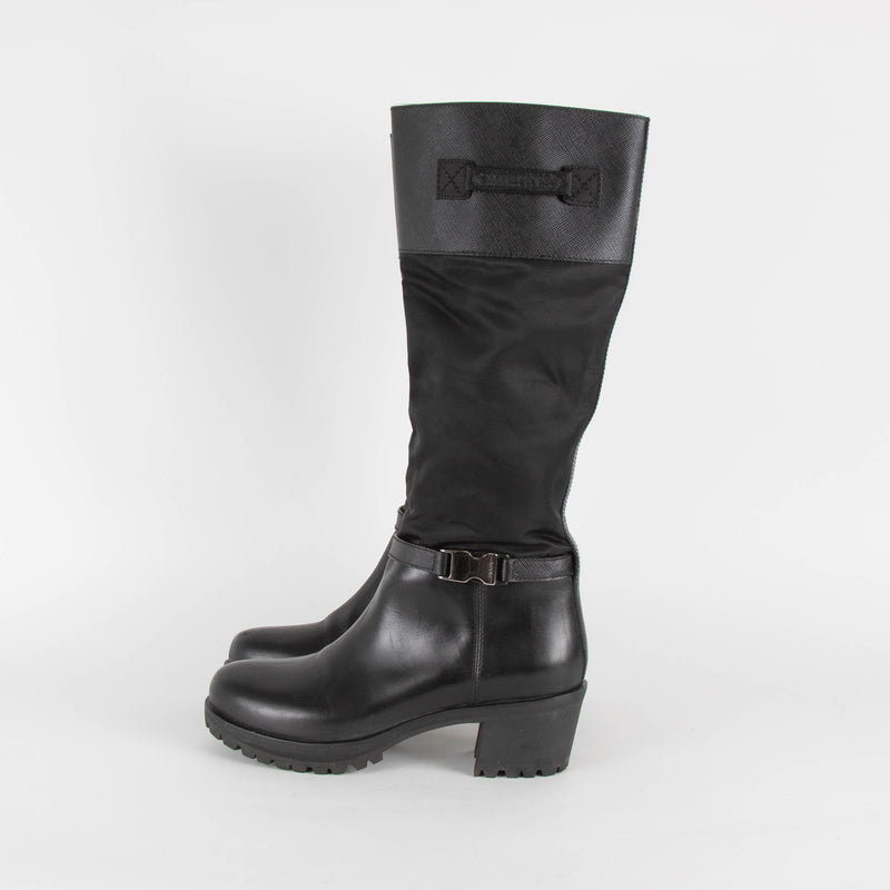 Prada Black Nylon Riding Boots