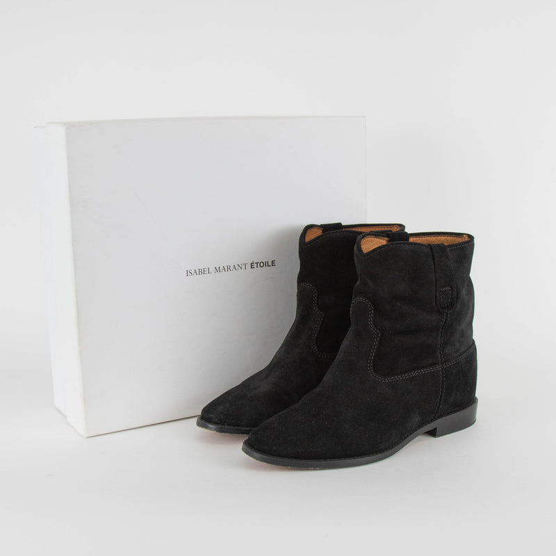 Isabel Marant Black Velvet Suede Crisi Boots