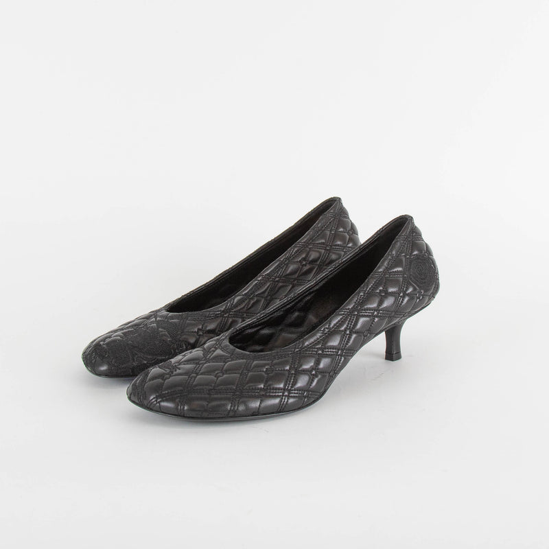 Burberry Black Quilted Kitten Heel Pumps