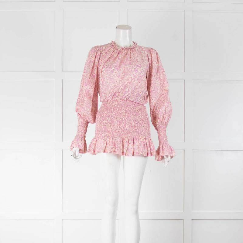 BEC + BRIDGE Pink Cream Red Flower Print Elasticated Mini Dress