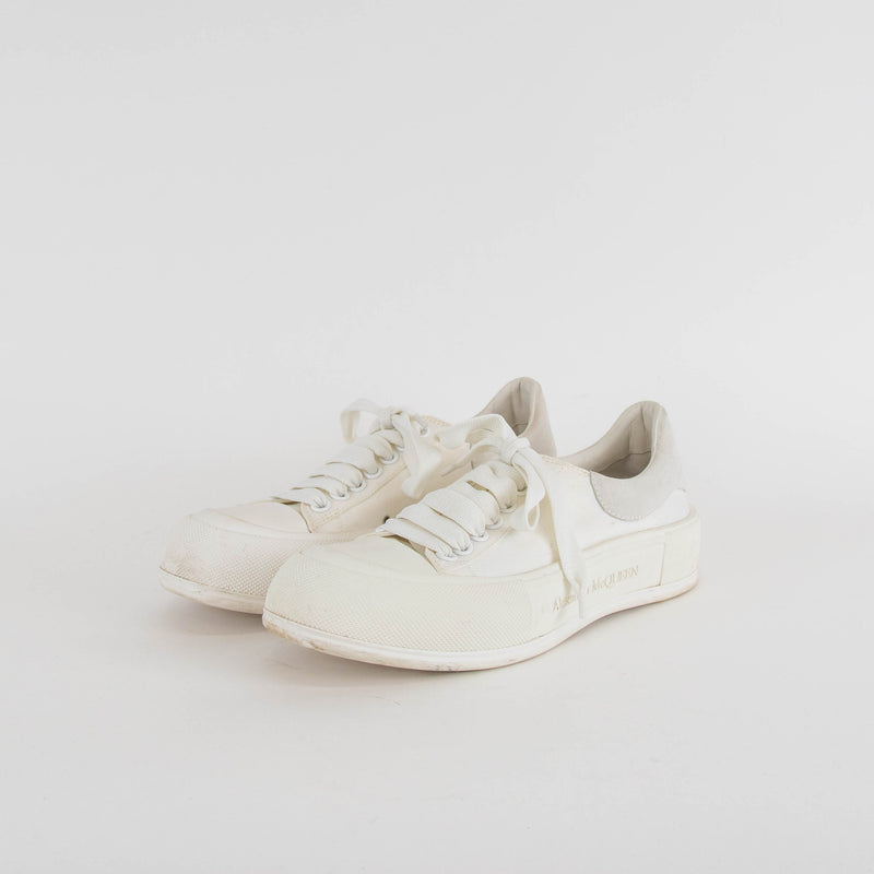 Alexander McQueen White Deck Lace Up Plimsoll Trainers