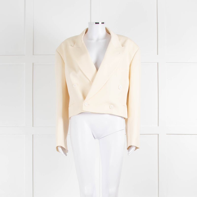 Raey Cream Cropped Double Breasted Blazer