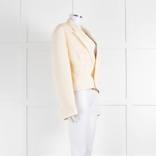 Raey Cream Cropped Double Breasted Blazer