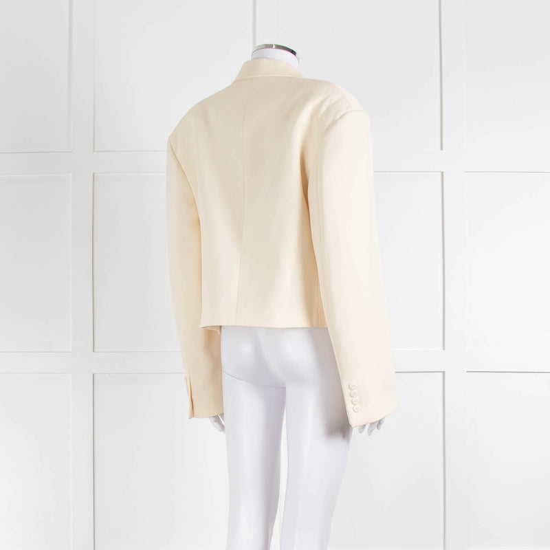 Raey Cream Cropped Double Breasted Blazer