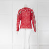 Pinko Red Lace Coca Cola Embellished Long Sleeve Top