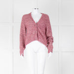 Ganni Pink Sparkle Cardigan with Jewelled Button