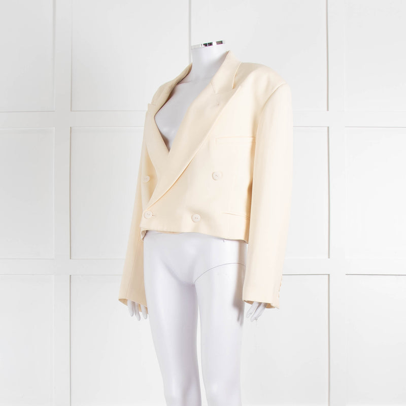 Raey Cream Cropped Double Breasted Blazer