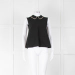 Miu Miu Black Collar Embellished Sleeveless Top