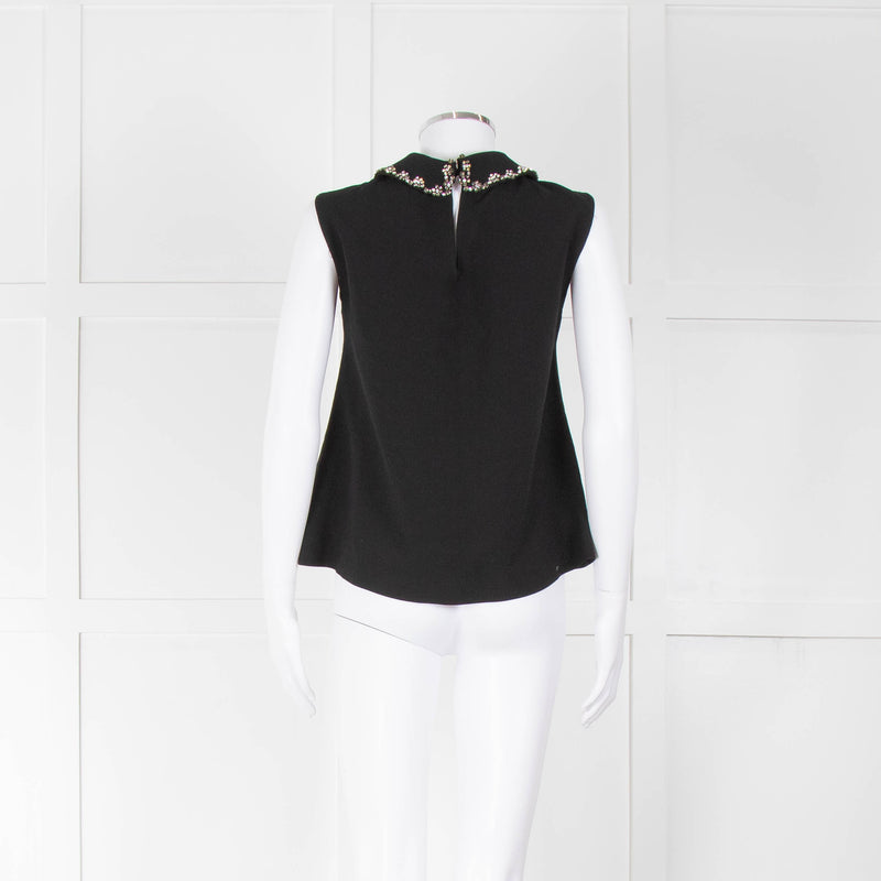 Miu Miu Black Collar Embellished Sleeveless Top