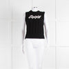 Ganni Black Cream Logo Cotton Blend Knitted Tank Top