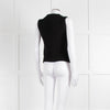 Ganni Black Cream Logo Cotton Blend Knitted Tank Top