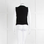 Ganni Black Cream Logo Cotton Blend Knitted Tank Top