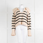 Khaite Cream Black Striped Cashmere Sweater