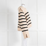 Khaite Cream Black Striped Cashmere Sweater