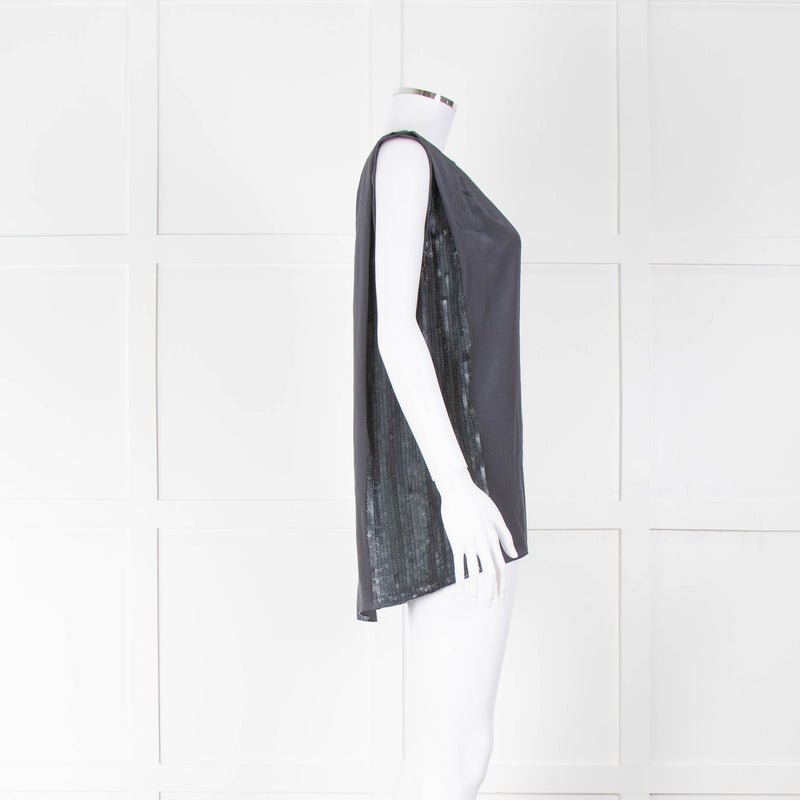 Philip Lim Grey Side Sequin Silk Sleeveless Top