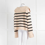 Khaite Cream Black Striped Cashmere Sweater