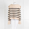 Khaite Cream Black Striped Cashmere Sweater