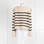 Khaite Cream Black Striped Cashmere Sweater