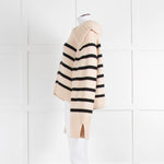 Khaite Cream Black Striped Cashmere Sweater