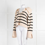 Khaite Cream Black Striped Cashmere Sweater