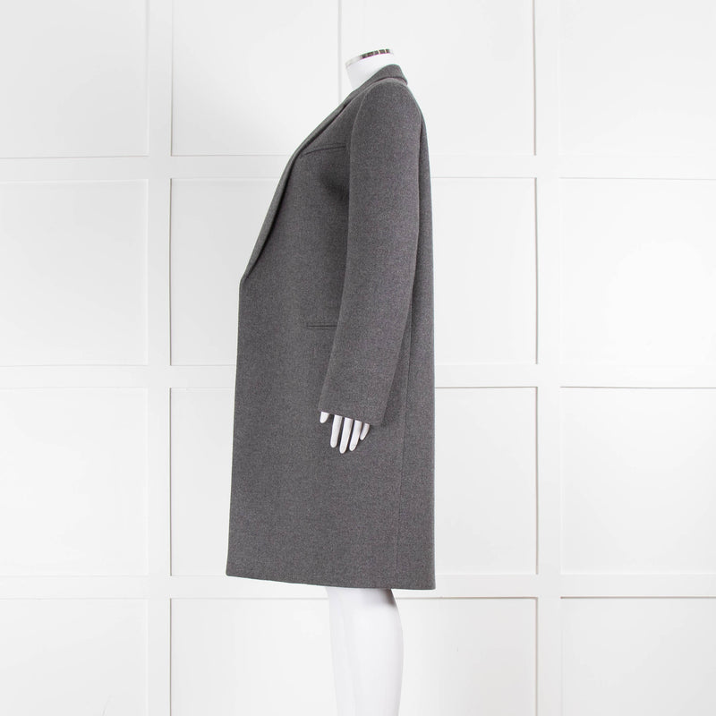 Celine Grey Wool Edge To Edge Coat