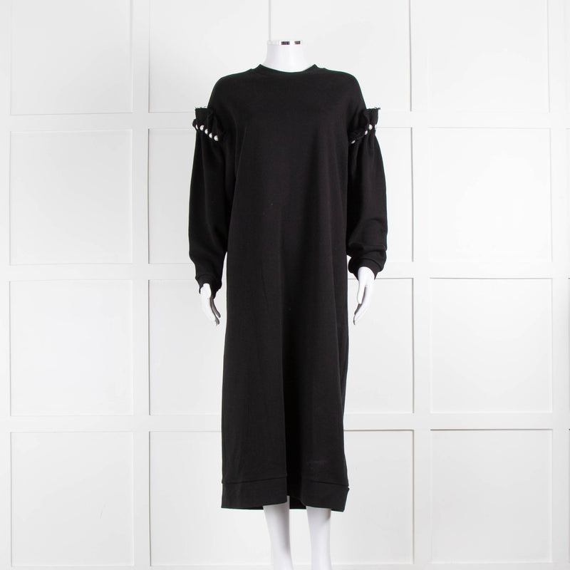 Mother Of Pearl Black Pearl Detail Cotton Sweatshirt Dress