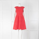 Tory Burch Coral Cotton Embroidered Sleeveless Dress
