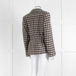 Stella McCartney Brown Grey Houndstooth Short Belted Jacket