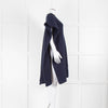 JW Anderson  For A.P.C. Navy Blue Trimmed Ribbed Wool Poncho