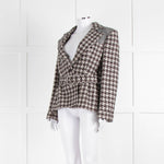 Stella McCartney Brown Grey Houndstooth Short Belted Jacket