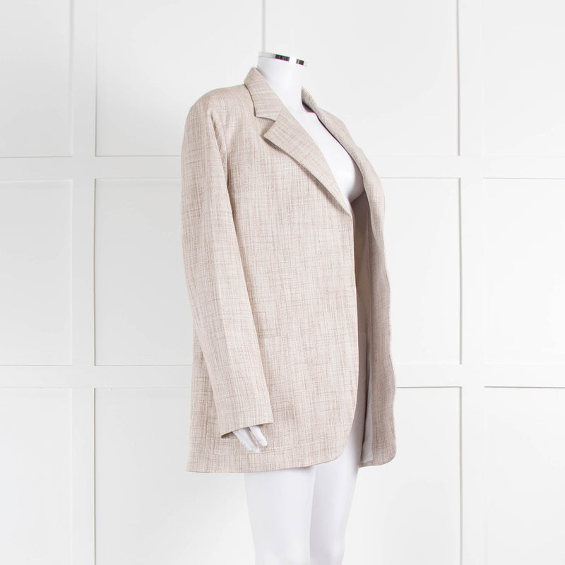 Victoria Beckham Beige Cream Melange Longline Blazer