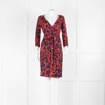 Diane Von Furstenberg Red Black Floral Wrap Short Dress