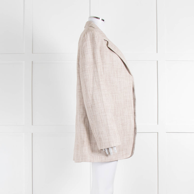 Victoria Beckham Beige Cream Melange Longline Blazer